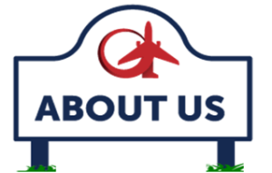 image of a sign post with the words: about us, in cased 